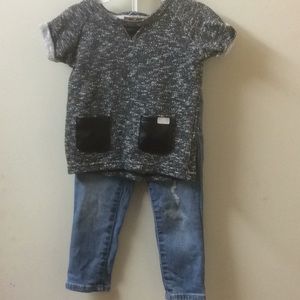 7 For All Mankind shirt/Gap elastic Sz 2Tpants